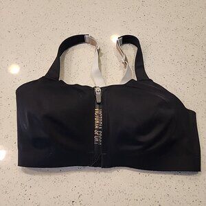 Victorias Secret Sports Bra 34DD Black Underwire Lined Front Closure Incredible